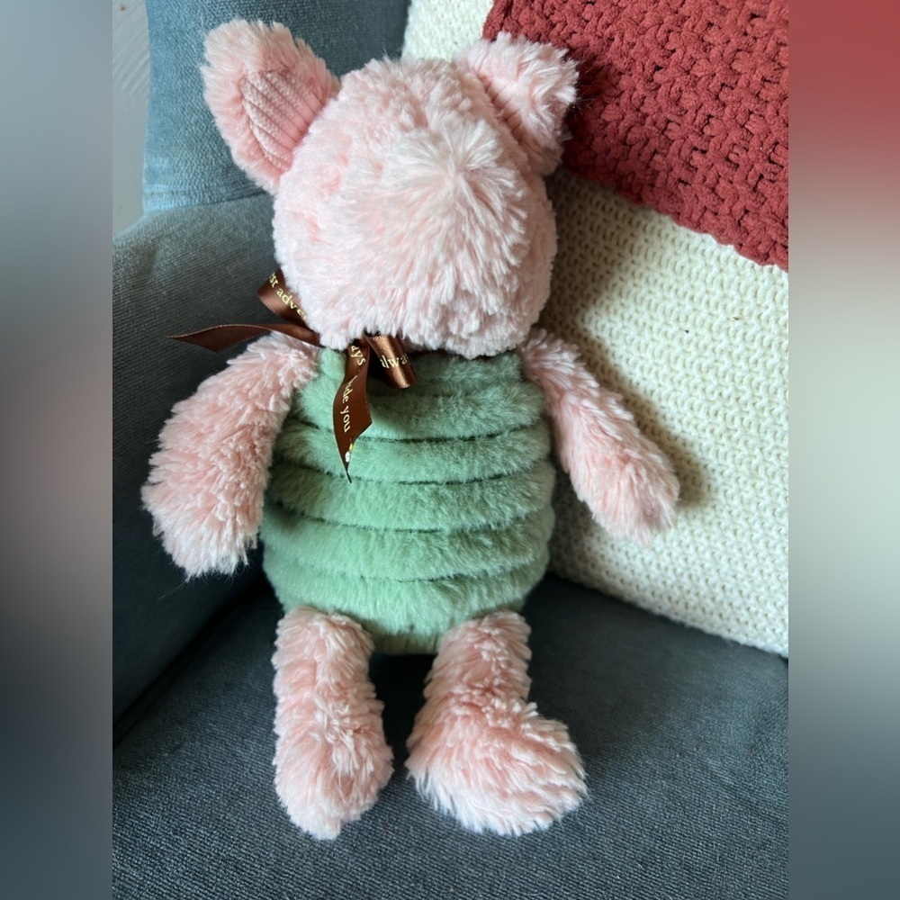 Disney Piglet Plush Classic Pooh Soft Fluffy Pastel Pink & Green Baby Toy 2017